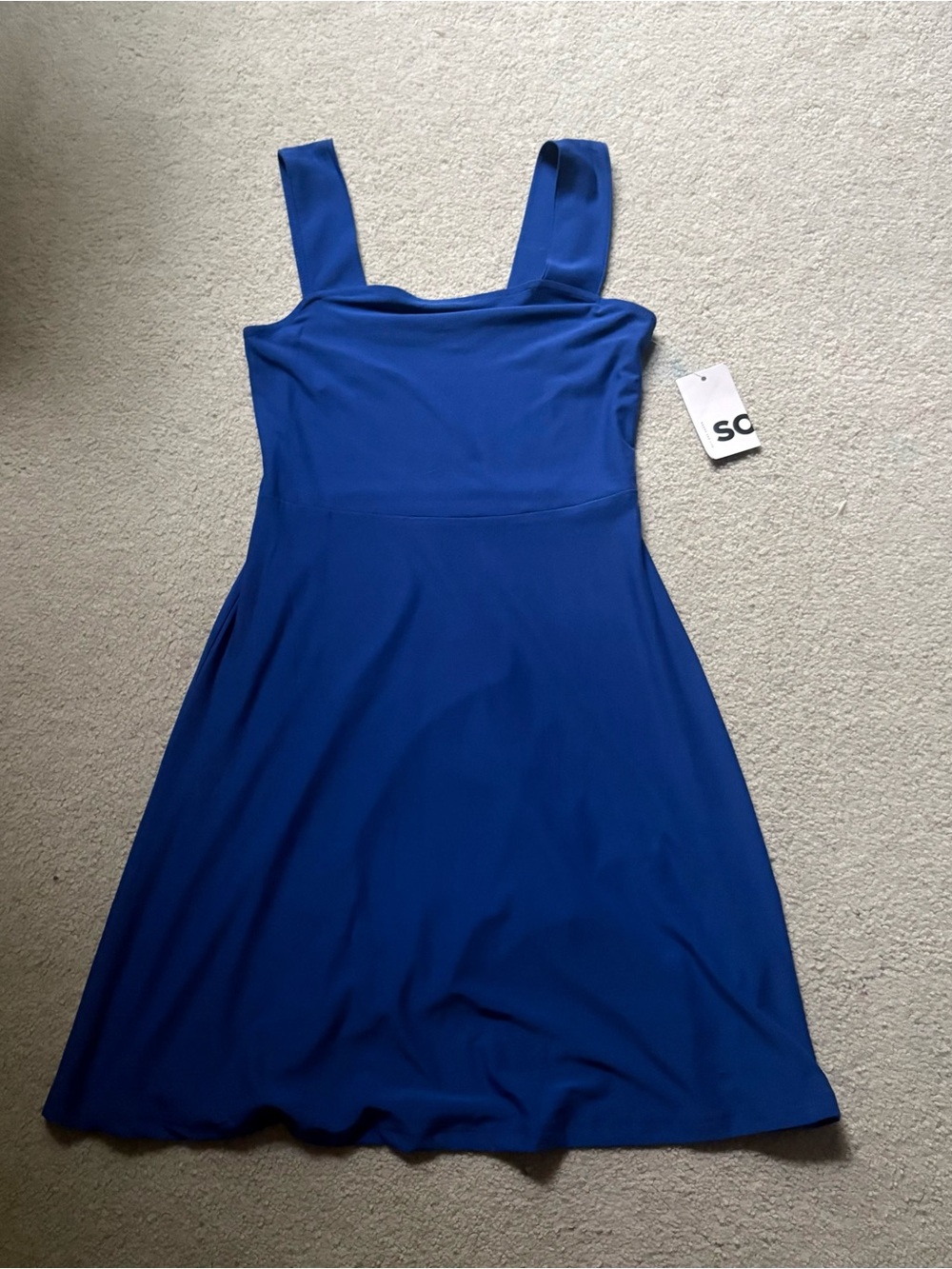 SO Cobalt Blue Square-Neck Mini Dress